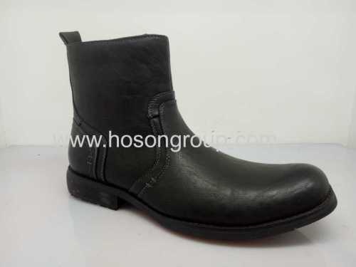 Black clip on mens round toe ankle boots