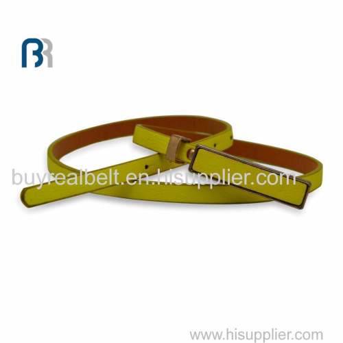 Ladies Skiny Triple Loops PU Belt