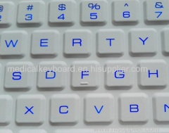 IP68 sealed flat waterproof medical silicone keyboard with backlight