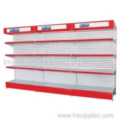 Shop display tool shelf with lightbox and header