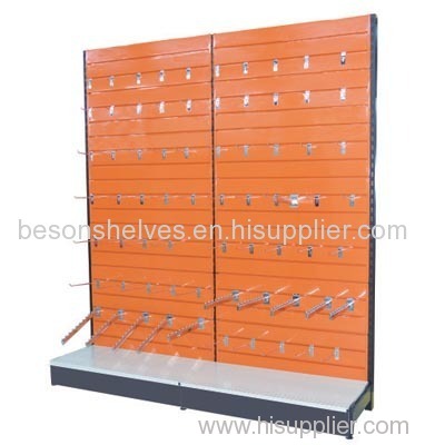 Steel slot wall display shelves