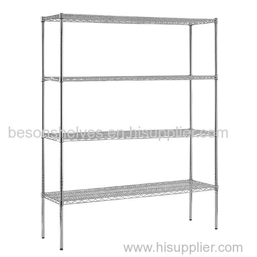 4 Layers Steel Wire Shelf 48inchesx18inchesx72inches Chrome Plated