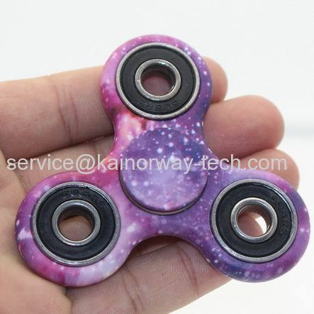 Water Transfer Printing Tri Hand Spinner Fidget Finger Gyro Torqbar Bearing Rotation Decompression Top Toys EDC Stuffer