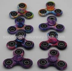 Water Transfer Printing Tri Hand Spinner Fidget Finger Gyro Torqbar Bearing Rotation Decompression Top Toys EDC Stuffer