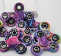 Water Transfer Printing Tri Hand Spinner Fidget Finger Gyro Torqbar Bearing Rotation Decompression Top Toys EDC Stuffer