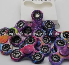 Water Transfer Printing Tri Hand Spinner Fidget Finger Gyro Torqbar Bearing Rotation Decompression Top Toys EDC Stuffer