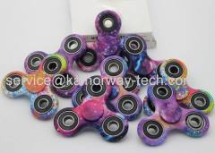 Water Transfer Printing Tri Hand Spinner Fidget Finger Gyro Torqbar Bearing Rotation Decompression Top Toys EDC Stuffer