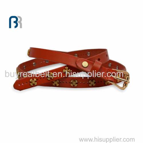 Ladies Red Snake Surface Feather Belt