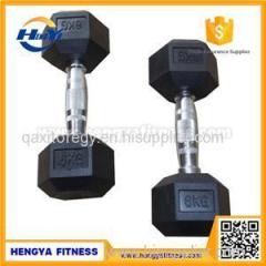 Sport Equipment 6kg Black Fixed Rubber Coated Hex Dumbbell