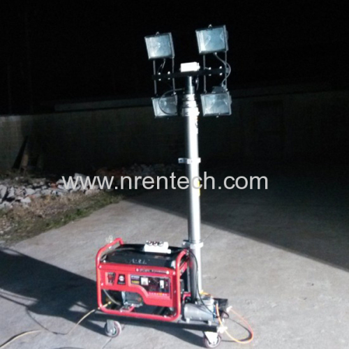 4.2m pneumatic telescopic mast gasoline generator set mobile light tower 4x500W lamps