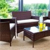 100% Hand-woven Luxury Espresso Rattan Outdoor Furniture Supplier Manufactures Wicker Conversational Sofas In Stock