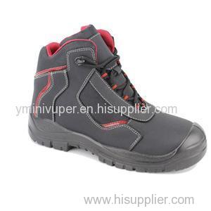 Black Lace Up Split Nubuck Leather Upper Dual-density PU Outsole OEM Safety Shoes