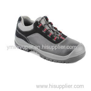 Low Cut Gray Split Smooth Leather Upper Dual-density PU Outsole ISO 20345 Safety Shoes