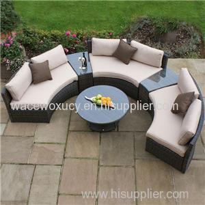 Well Furnir - Rattan Half Moon Corner Sofa Set