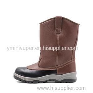 High Cut Anti Hit Split Embossed Leather Upper Pu Outsole Brown Industrial Boots