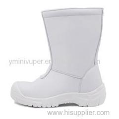 Micro Fabric Upper Single Denstiy PU Outsole White High Cut Mining Safety Shoes