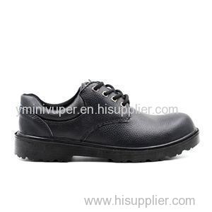 Black Low Cut Embossed Leather Upper Single-density PU Outsole Steel Toe Shoes