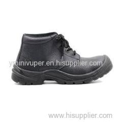 Middle Cut Black Split Embossed Leather Upper With Pigskin Single-density PU Good Prices Safety Shoes