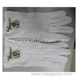 Shriner Masonic White Cotton Gloves