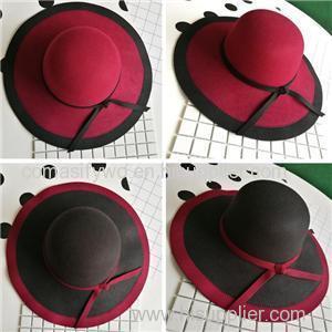 Women Fedoras Hats 2017 Winter Wide Large Brim Bowknot Retro Felt Caps Chapeu Fedora