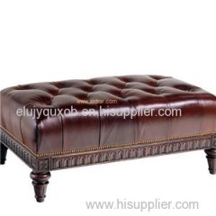 Chesterfield Style Leather Club Lounge Stool