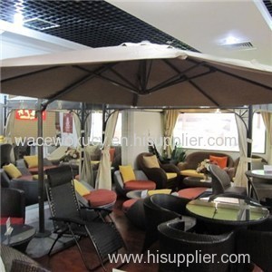Modular Structure Wicker Patio set Made of 2 or 4 Parasols Anchored To One Support Suitable