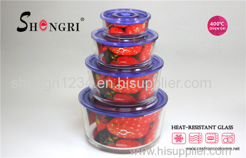 round Borosilicate glass Food storage container
