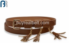 Ladies Triple Loops PU Belt