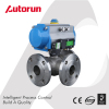 3-WAY PNEUMATIC FLANGED BALL VALVE