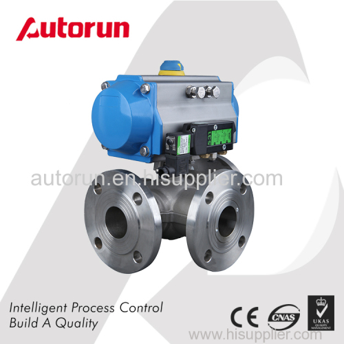 3-WAY PNEUMATIC FLANGED BALL VALVE