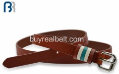 Ladies Skiny Stitching Red PU Belt