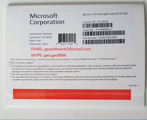 oem software windows 7 pro professional coa key lable original new win 7 key license