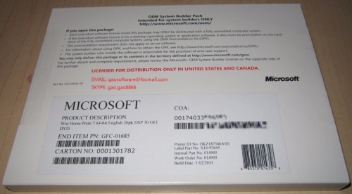 oem software windows 7 home prem coa oem original new win 7 key license