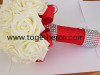 sell artificial white rose flower with diamond decoration for wedding