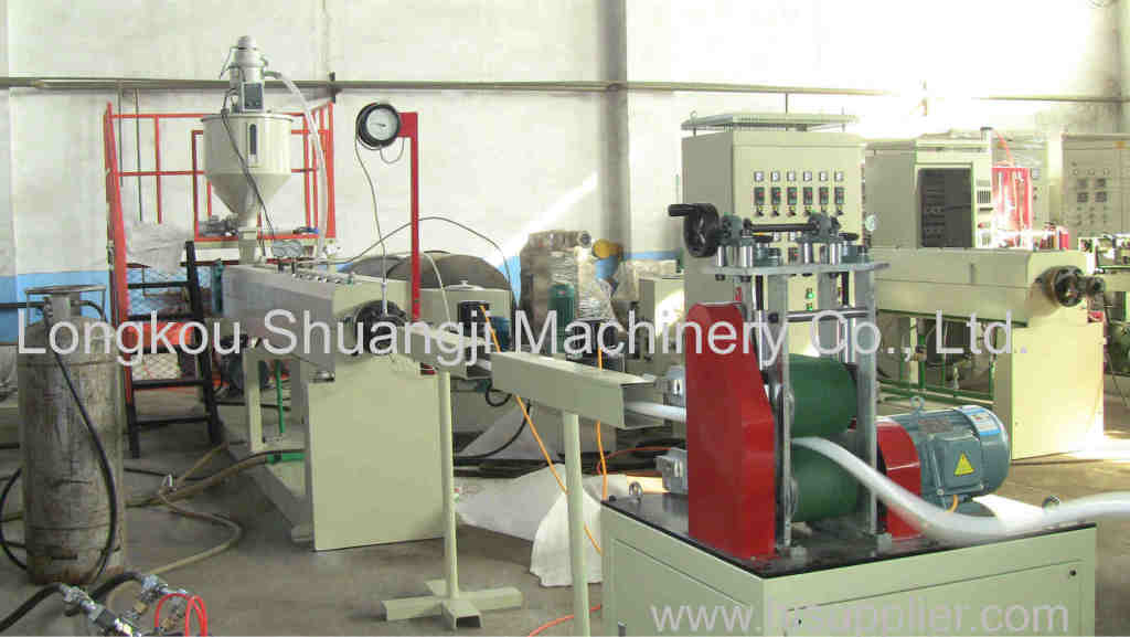 What is description of our Expanded plastic PE foamed rod plastic extrusion line ?