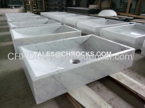Carrara white marble sinks vessel sinks