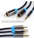 10FT(3M) 3.5mm Stereo Cable 3.5mm to 2RCA Cables Gold-plated