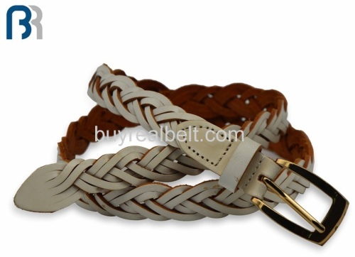 Ladies White Skiny Feather Belt