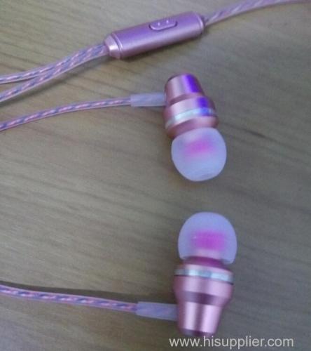 2017 best sellers metal earphone mobile-phone headphone in-ear earphone fashion pink headphone