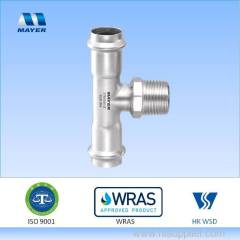 Stainless steel T-fitting with male thread