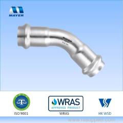 Stainless steel 45 degrees elbow pipe fitting press fitting