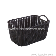 PP Storage basket shaped in Rattan weave surface M size Square shape Plastic container as rattan basket