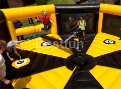 Participant meltdown Ultimate wipeout inflatable sweeper game