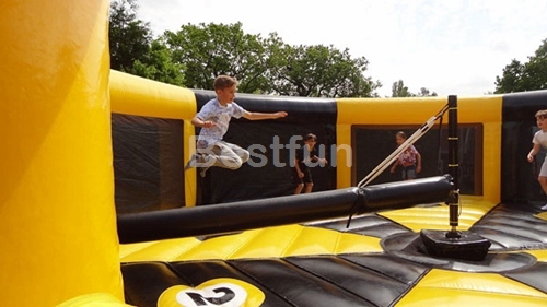 Participant meltdown Ultimate wipeout inflatable sweeper game