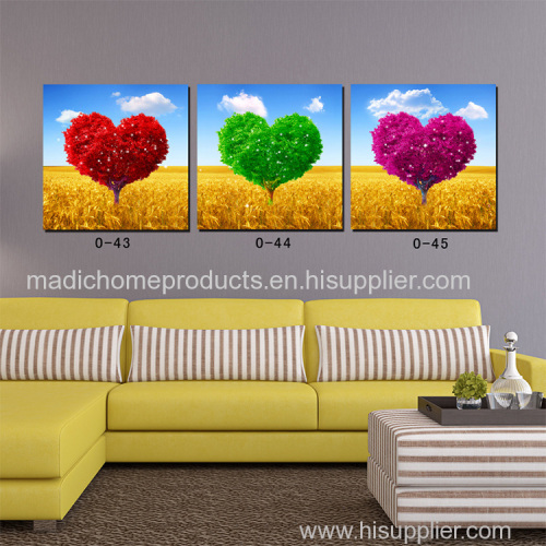 Landscape painting canvas 3 Panel canvas Prints Love Heart Tree Romantic Scenery Oil Paintings on canvas best gift