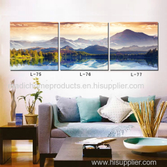 Landscape painting art 3 panel printed wall oil painting mountain and lake natural scenery canvas picture for room