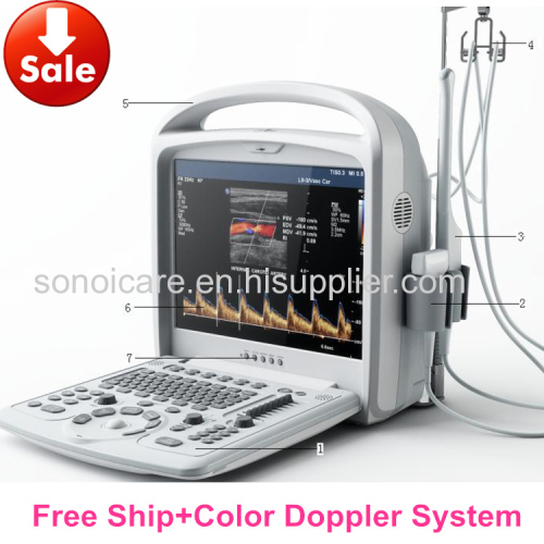 China Human Color Doppler System/2D Color Doppler Ultrasound scanner/CE Color Doppler USG/ Color Sonography/18-month usg