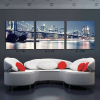 Landscape decorative painting 3 panel Brooklyn Bridge New York City night scene printed canvas oil painting for hotel