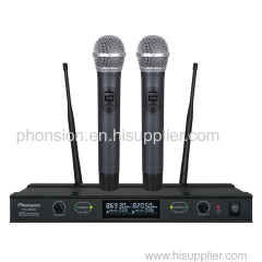 UHF 2-Channels Wireless Microphone