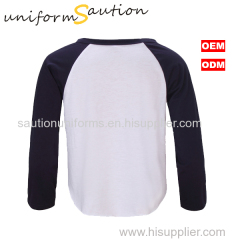 Custom fashion super soft combed cotton raglan style 3/4 sle-eves short-waisted baseball t shirt